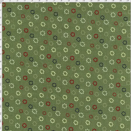 Tecido Estampado para Patchwork - Coleção Lancaster Poá em Círculos Verde (0,50x1,40)