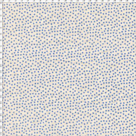 Tecido Estampado para Patchwork - Coleção Linho Belga Estrela Azul Cor 06 (0,50x1,40)