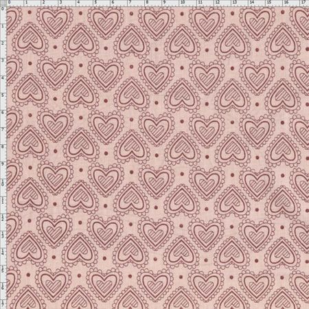 Tecido Estampado para Patchwork - Coleção Manequim Coração em Listras Rosê (0,50x1,40)