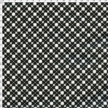 Tecido Estampado para Patchwork - Coleção Manequim Trevo Preto (0,50x1,40)