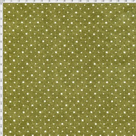 Tecido Estampado para Patchwork - Coleção Marrakesh Poá e Quadradinhos Verde Musgo (0,50x1,40)
