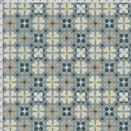 Tecido Estampado para Patchwork - Coleção Marrakesh Trevo Duplo Azul (0,50x1,40)