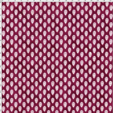 Tecido Estampado para Patchwork - Coleção Mini Elementos Folhinha Grená (0,50x1,40)