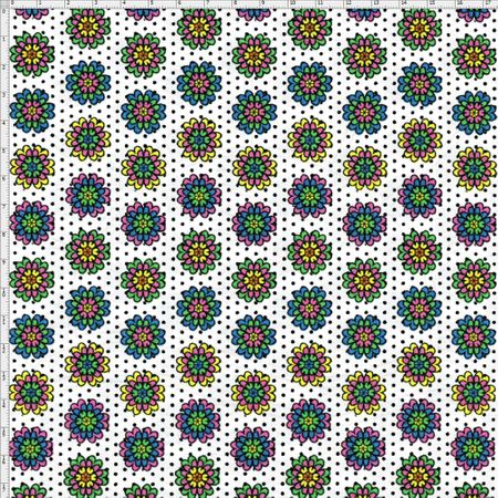 Tecido Estampado para Patchwork - Coleção Neon Bloom Cor 01 (0,50x1,40)