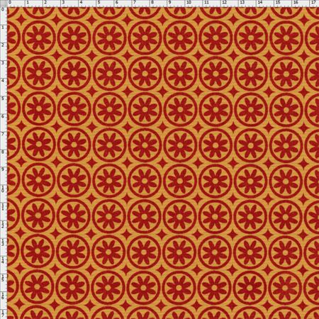 Tecido Estampado para Patchwork - Coleção Portas Flores Laranjas (0,50x1,40)