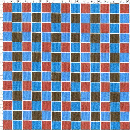Tecido Estampado para Patchwork - Coleção Quad. Azul/Marrom Cor 01 LU021 (0,50x1,40)
