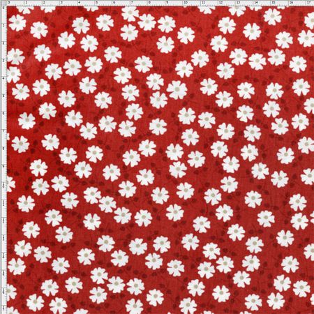 Tecido Estampado para Patchwork - Coleção Red Work Jardim das Flores (0,50x1,40)