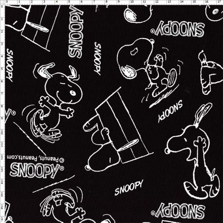Tecido Estampado para Patchwork - Coleção Snoopy Black And White (0,50x1,40)