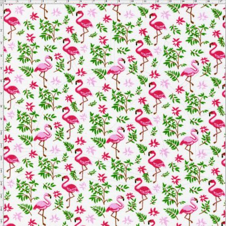 Tecido Estampado para Patchwork - Composê Flamingos Cor 1553 (0,50X1,40)