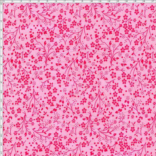 Tecido Estampado para Patchwork - Composê Florais Rosa com Pink Cor 1571 (0,50x1,40)