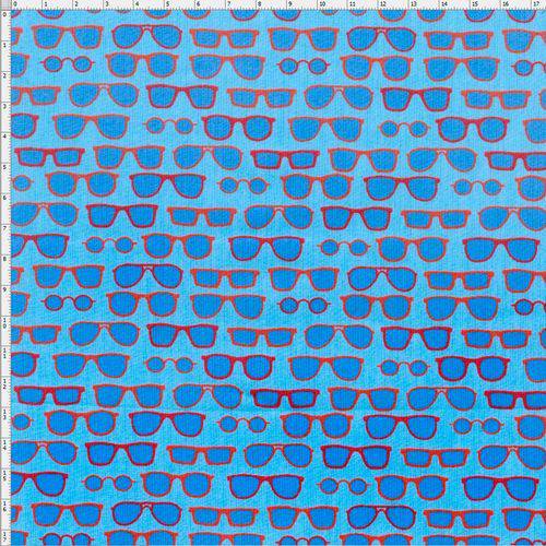 Tecido Estampado para Patchwork - Compose Fox Sunglesses Azul 01 (0,50x1,40)