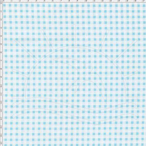 Tecido Estampado para Patchwork - Compose Xadrez Cor Branco e Azul (0,50x1,40)