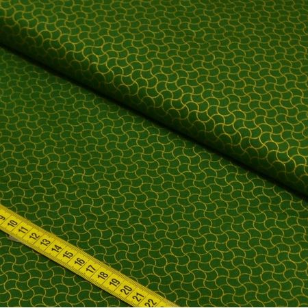 Tecido Estampado para Patchwork - Composês Requinte Verde com Dourado Cor 2217 (0,50x1,40)