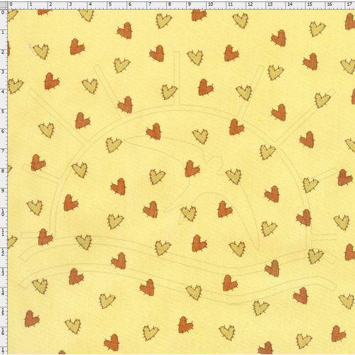 Tecido Estampado para Patchwork - Corações Amarelo Queimado (0,50x1,40)