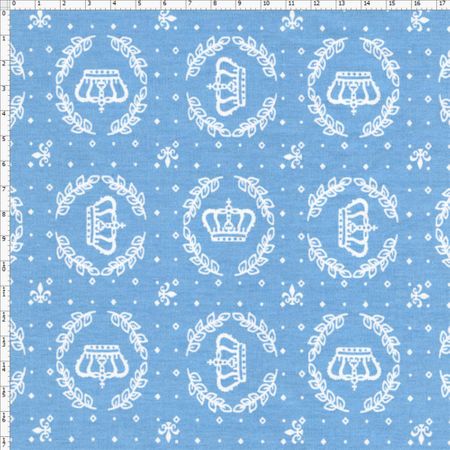 Tecido Estampado para Patchwork - Coroas Azul Cor 1541 (0,50x1,40)