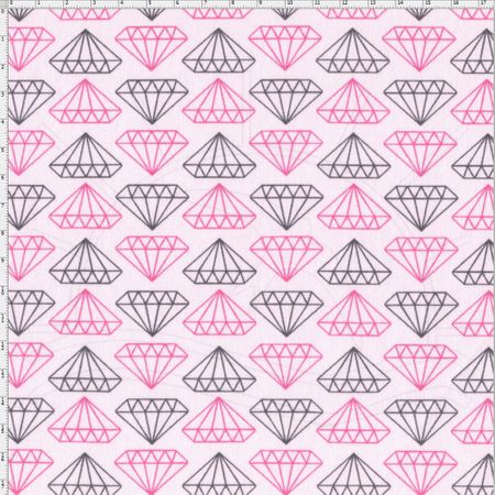 Tecido Estampado para Patchwork - Diamantes Rosa Cor 1813 (0,50x1,40)