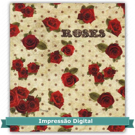 Tecido Estampado para Patchwork - Digital Coleção Roses Cor 02 Bege (0,50x1,40)