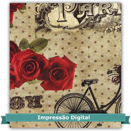 Tecido Estampado para Patchwork - Digital Coleção Roses Red Cor 02 Bege (0,60x1,40)