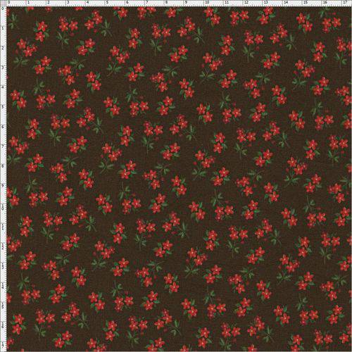 Tecido Estampado para Patchwork - Digital Coleção Sunbonnet Micro Bouquet Marrom (0,50x1,40)