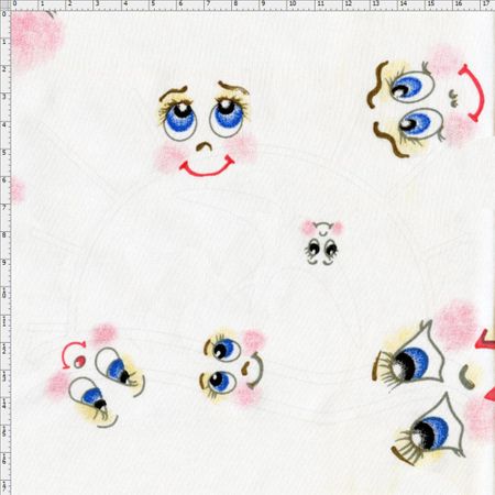 Tecido Estampado para Patchwork - Doll Faces Azul (0,50x1,40)