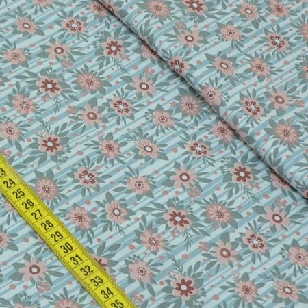 Tecido Estampado para Patchwork - Fashion Floral: Fashion Floral Azul (0,50x1,40)