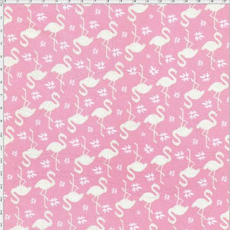 Tecido Estampado para Patchwork - Flamingos Rosa Cor 1552 (0,50X1,40)