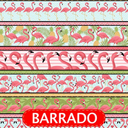 Tecido Estampado para Patchwork - Flamingos Tropical Cor 2092 (0,50x1,40)