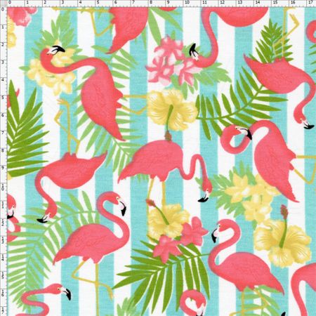 Tecido Estampado para Patchwork - Flamingos Tropical Cor 2108 (0,50x1,40)