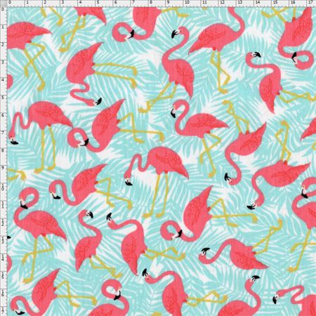 Tecido Estampado para Patchwork - Flamingos Tropical Cor 2109 (0,50x1,40)