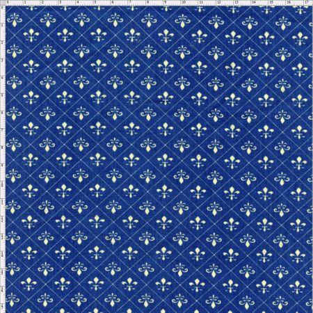 Tecido Estampado para Patchwork - Flor de Lis Miúda Fundo Azul - 06 (0,50x1,40)
