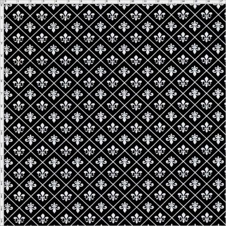 Tecido Estampado para Patchwork - Flor de Lis Miuda Fundo Preto C02 (0,50x1,40)