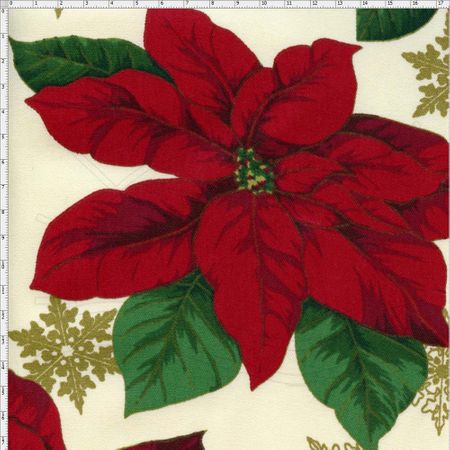 Tecido Estampado para Patchwork - Flor de Natal com Flocos de Neve C01 (0,50x1,40)