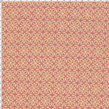 Tecido Estampado para Patchwork - Flor Francesa Coral T04403 (0,50x1,40)