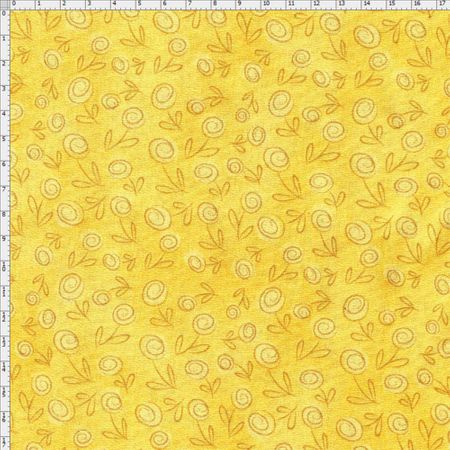 Tecido Estampado para Patchwork - Floral Doodle Canário (0,50x1,40)