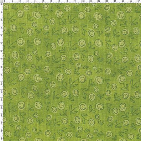 Tecido Estampado para Patchwork - Floral Doodle Grama (0,50x1,40)