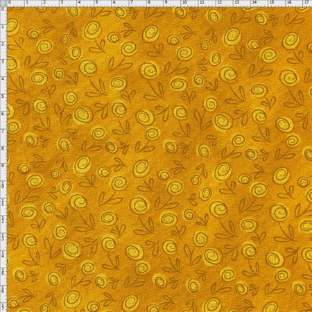 Tecido Estampado para Patchwork - Floral Doodle Mostarda (0,50x1,40)