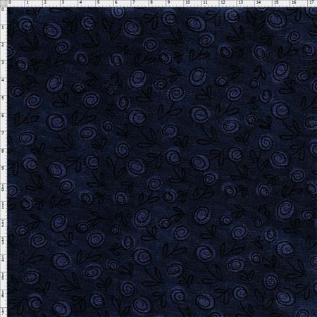 Tecido Estampado para Patchwork - Floral Doodle Noturno (0,50x1,40)