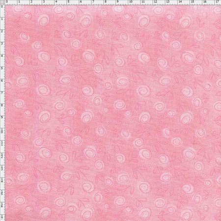 Tecido Estampado para Patchwork - Floral Doodle Rosa Bebê (0,50x1,40)