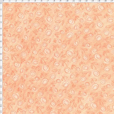 Tecido Estampado para Patchwork - Floral Doodle Salmão Claro (0,50x1,40)