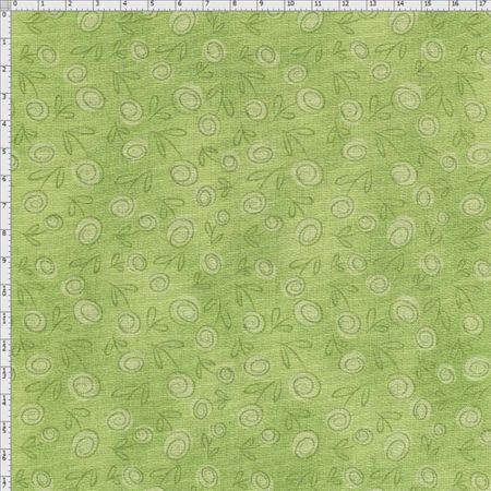 Tecido Estampado para Patchwork - Floral Doodle Verde Maçã (0,50x1,40)