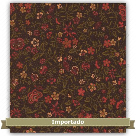 Tecido Estampado para Patchwork - Floral Let Caqui Cor 03 (0,50x1,10)