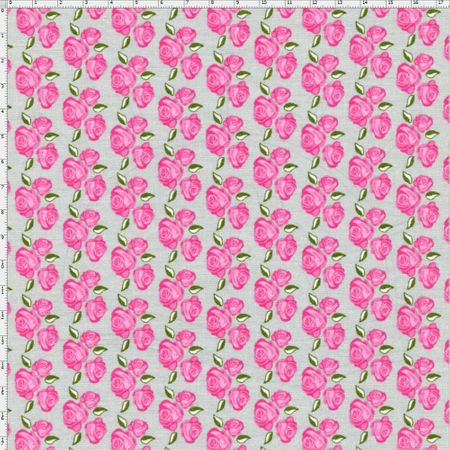 Tecido Estampado para Patchwork - Floral Veneza Pink e Cinza Cor 1946 (0,50x1,40)