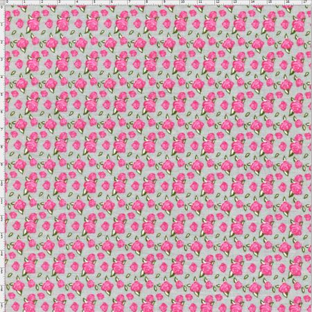 Tecido Estampado para Patchwork - Floral Veneza Pink e Cinza Cor 1948 (0,50x1,40)