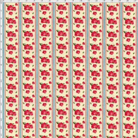 Tecido Estampado para Patchwork - Floral Veneza Rosa e Azul Cor 1921 (0,50x1,40)