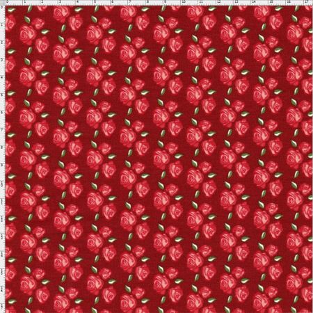 Tecido Estampado para Patchwork - Floral Veneza Vermelho e Bordô Cor 1954 (0,50x1,40)