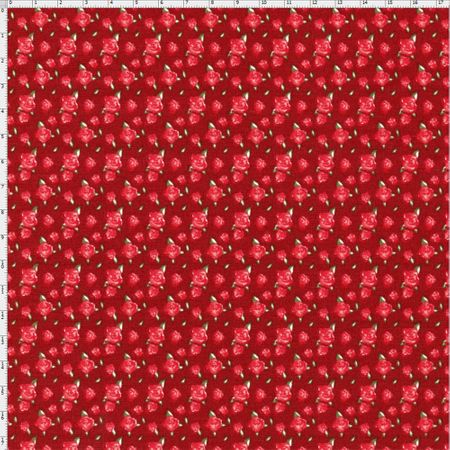 Tecido Estampado para Patchwork - Floral Veneza Vermelho e Bordô Cor 1956 (0,50x1,40)