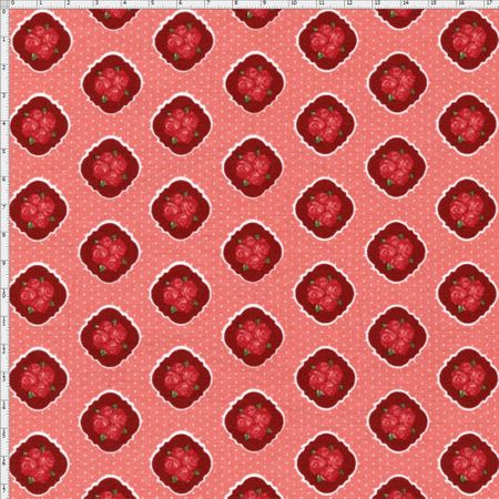 Tecido Estampado para Patchwork - Floral Veneza Vermelho e Bordô Cor 1957 (0,50x1,40)