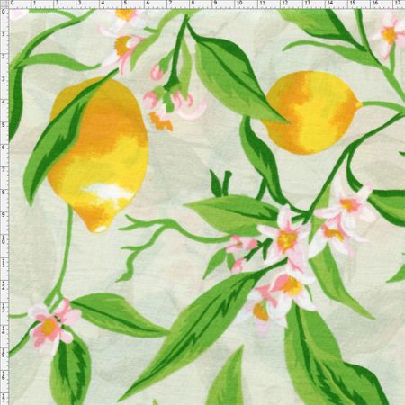 Tecido Estampado para Patchwork - Fruits: Limão Fundo Bege (0,50x1,50)