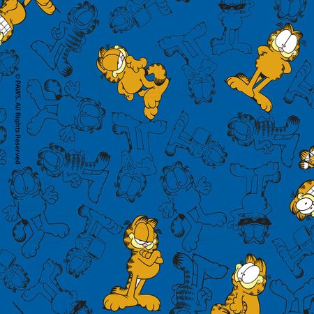 Tecido Estampado para Patchwork - Garfield Mono Fundo Azul (0,50x1,40)