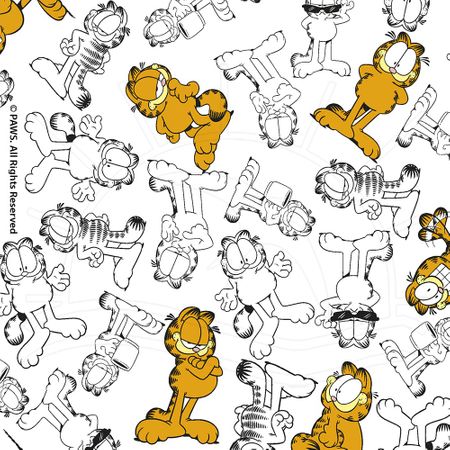 Tecido Estampado para Patchwork - Garfield Mono Fundo Branco (0,50x1,40)